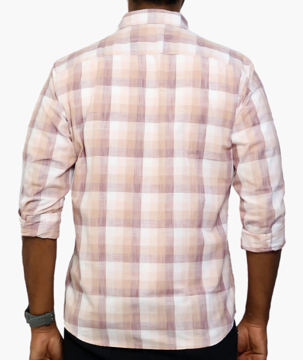 Men Slim Fit Checkered Spread Collar Cotton Casual Shirt - Image 3