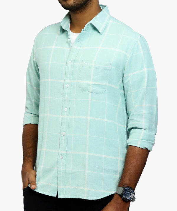 Slim Fit Windowpane Checked Cotton Casual Shirt - Image 2