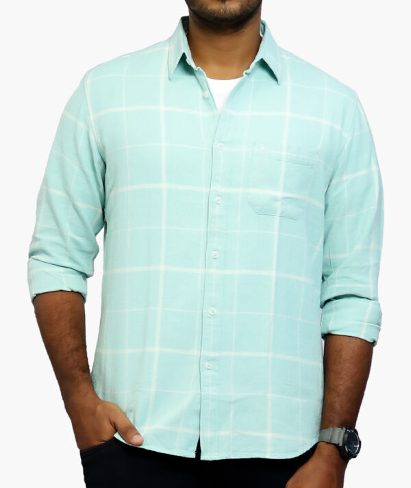 Slim Fit Windowpane Checked Cotton Casual Shirt