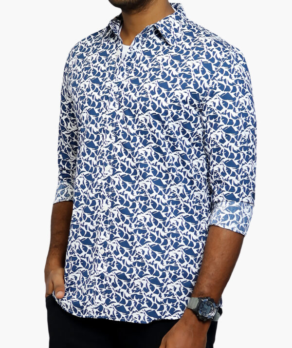 Pure Cotton Slim Fit Floral Printed Casual Shirt - Image 2