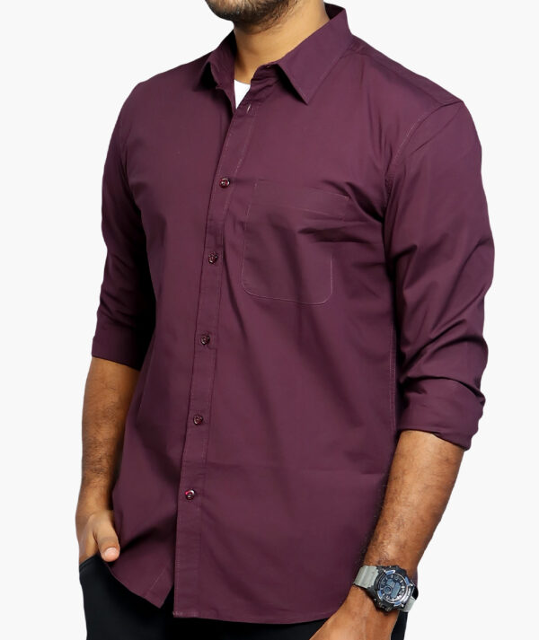 Spread Collar Slim Fit Cotton Casual Shirt - Image 2