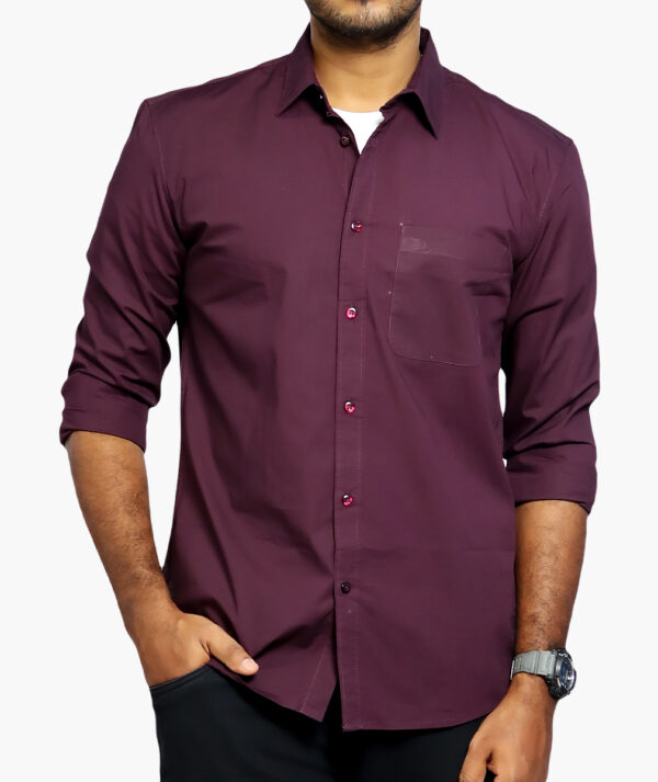 Spread Collar Slim Fit Cotton Casual Shirt