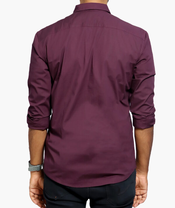 Spread Collar Slim Fit Cotton Casual Shirt - Image 3