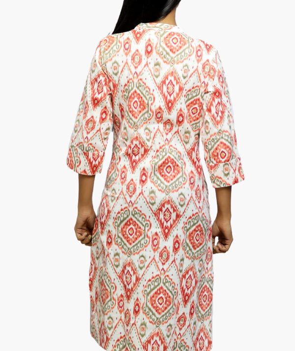 Women Printed Viscose Rayon Straight Cotton Kurta with Pocket  (White - 3/4 sleeve) - Image 3