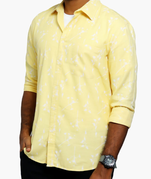 Standard Geometric Printed Spread Collar Long Sleeves Cotton Casual Shirt - Image 2