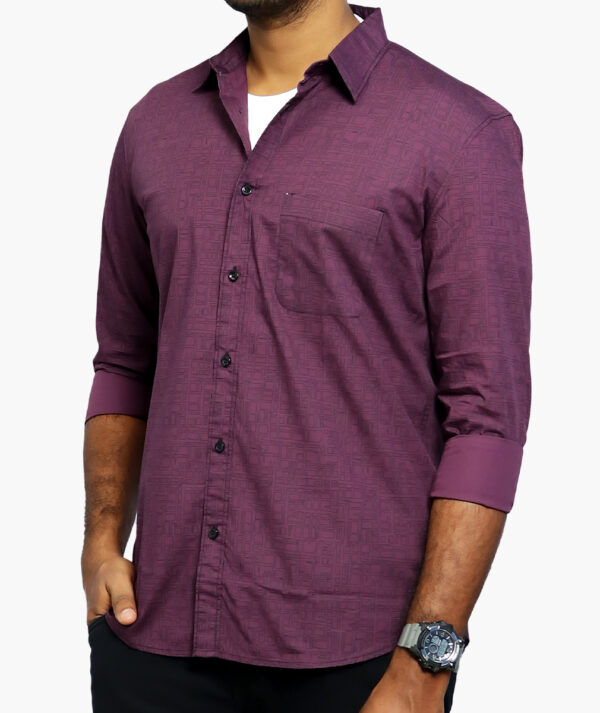 Men Slim Fit Printed Spread Collar Cotton Casual Shirt - Image 3