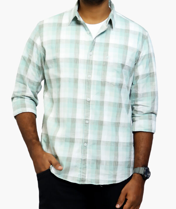 Men Regular Fit Checkered Spread Collar Cotton Casual Shirt