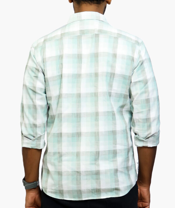 Men Regular Fit Checkered Spread Collar Cotton Casual Shirt - Image 3
