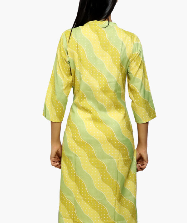 Women Geometric Print Straight Cotton Kurta  (Green - 3/4 sleeve) - Image 3