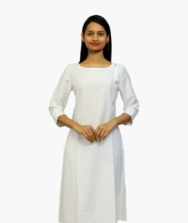 Women Printed Viscose Rayon Straight Cotton Kurta  (White - 3/4 sleeve)