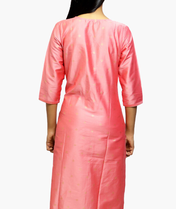 Women Embroidered Viscose Rayon Straight Cotton Kurta  (Red - 3/4 sleeve) - Image 3
