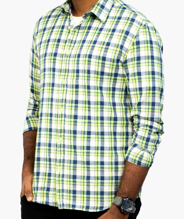 Men's Regular Fit Spread Collar Cotton Checked Shirts - Image 2