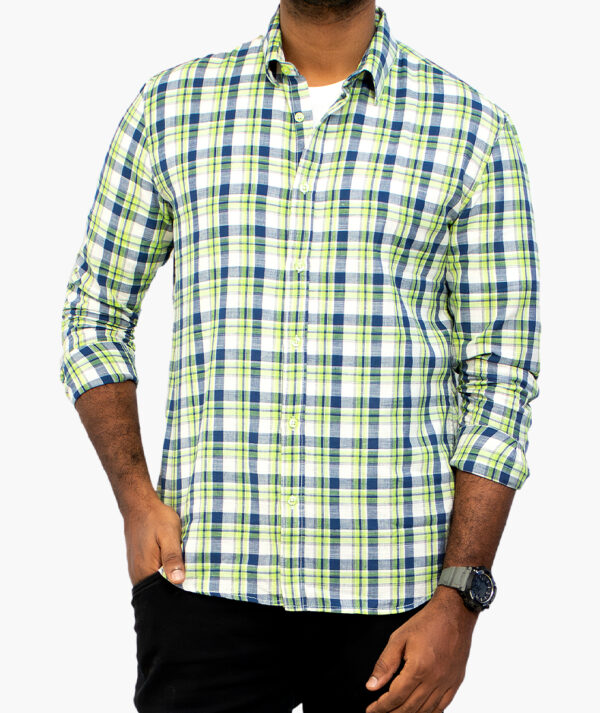 Men's Regular Fit Spread Collar Cotton Checked Shirts